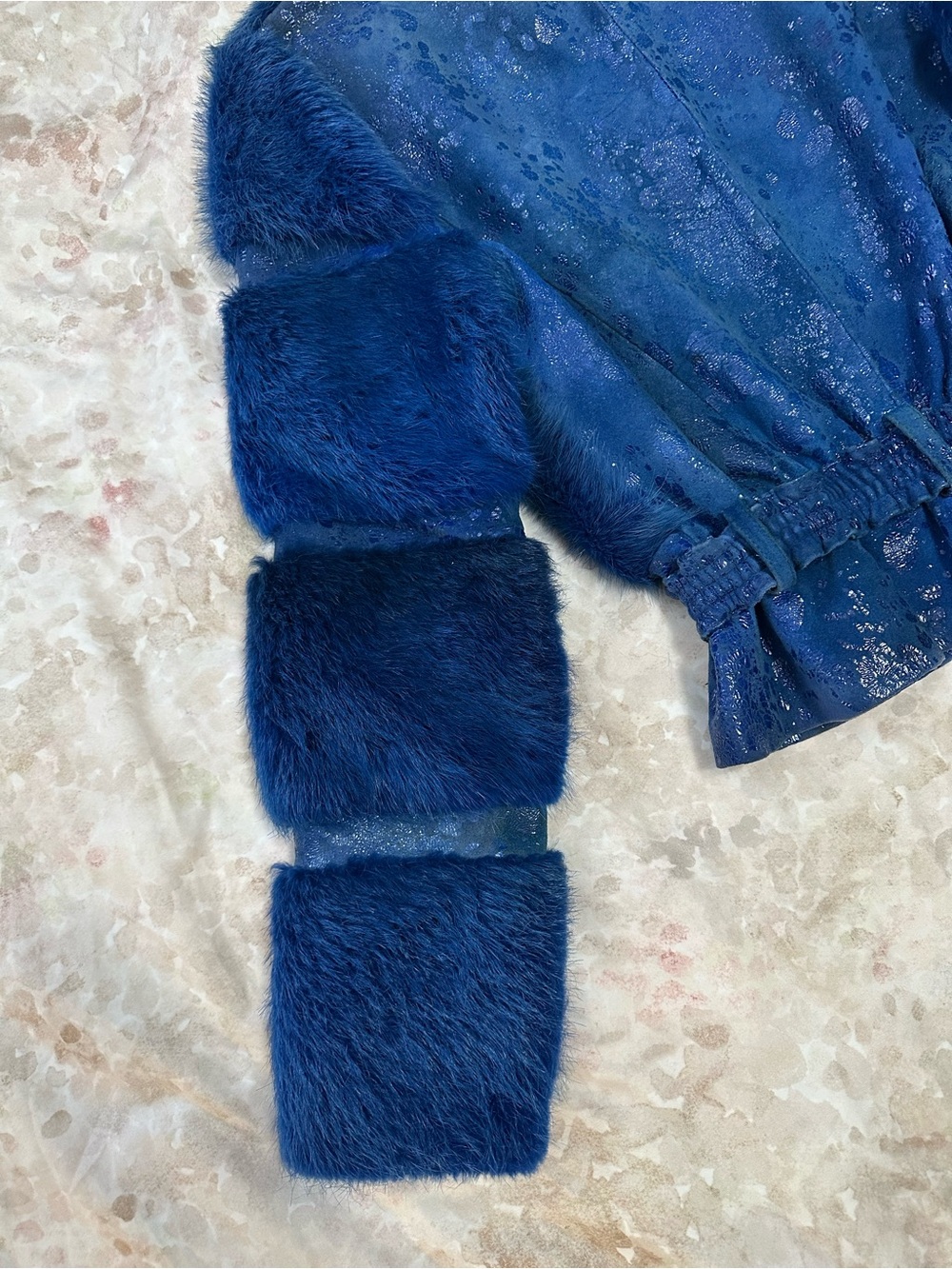 Gina Bacconi Deep Blue Real Fur Belted Jacket - Picture 14 of 16